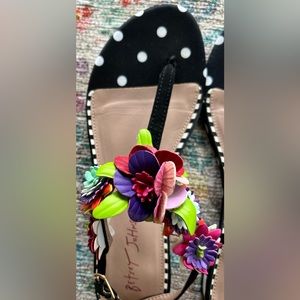 Betsey Johnson Women's Floral Sandals - Black and Multicolor